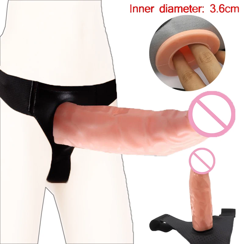 Strap on Hollow Dildo Anal cock Ultra Elastic G-Spot Erection Assist Harness Penis ED Aid Dick Sex Toy for Man